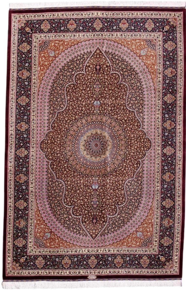 Covor persan Qom Mătase 199x133 199x133, Covor persan Lucrate de mână