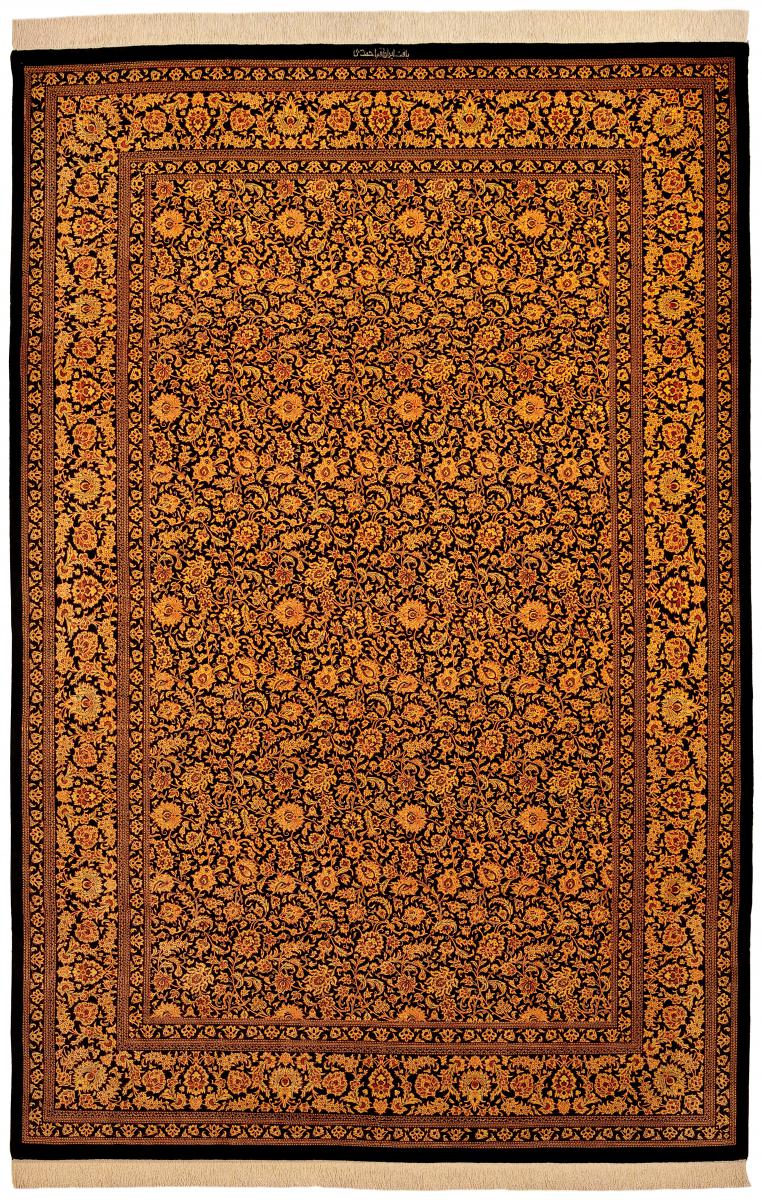 Tapis persan Ghom Soie 296x201 296x201, Tapis persan Noué à la main