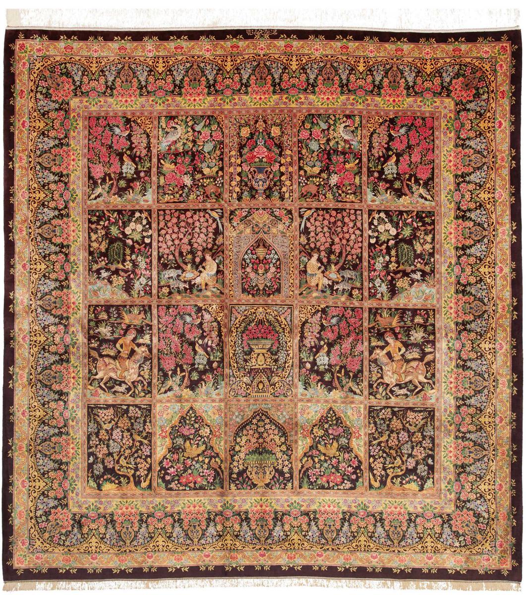 Persialainen matto Ghom Silkki 206x196 206x196, Persialainen matto Solmittu käsin