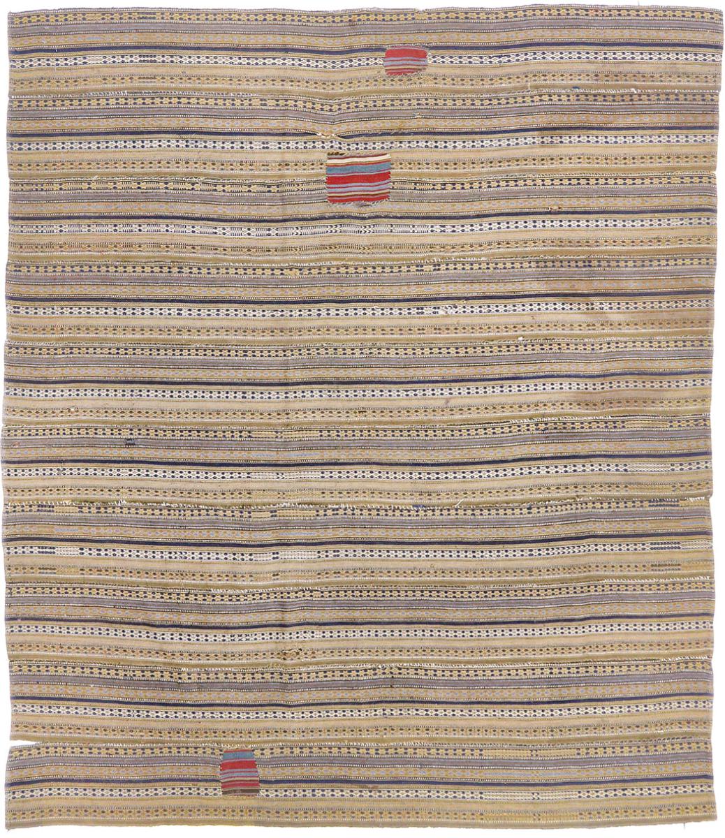 Persian Rug Kilim Fars Jajim Antique 7'2"x6'3" 7'2"x6'3", Persian Rug Woven by hand