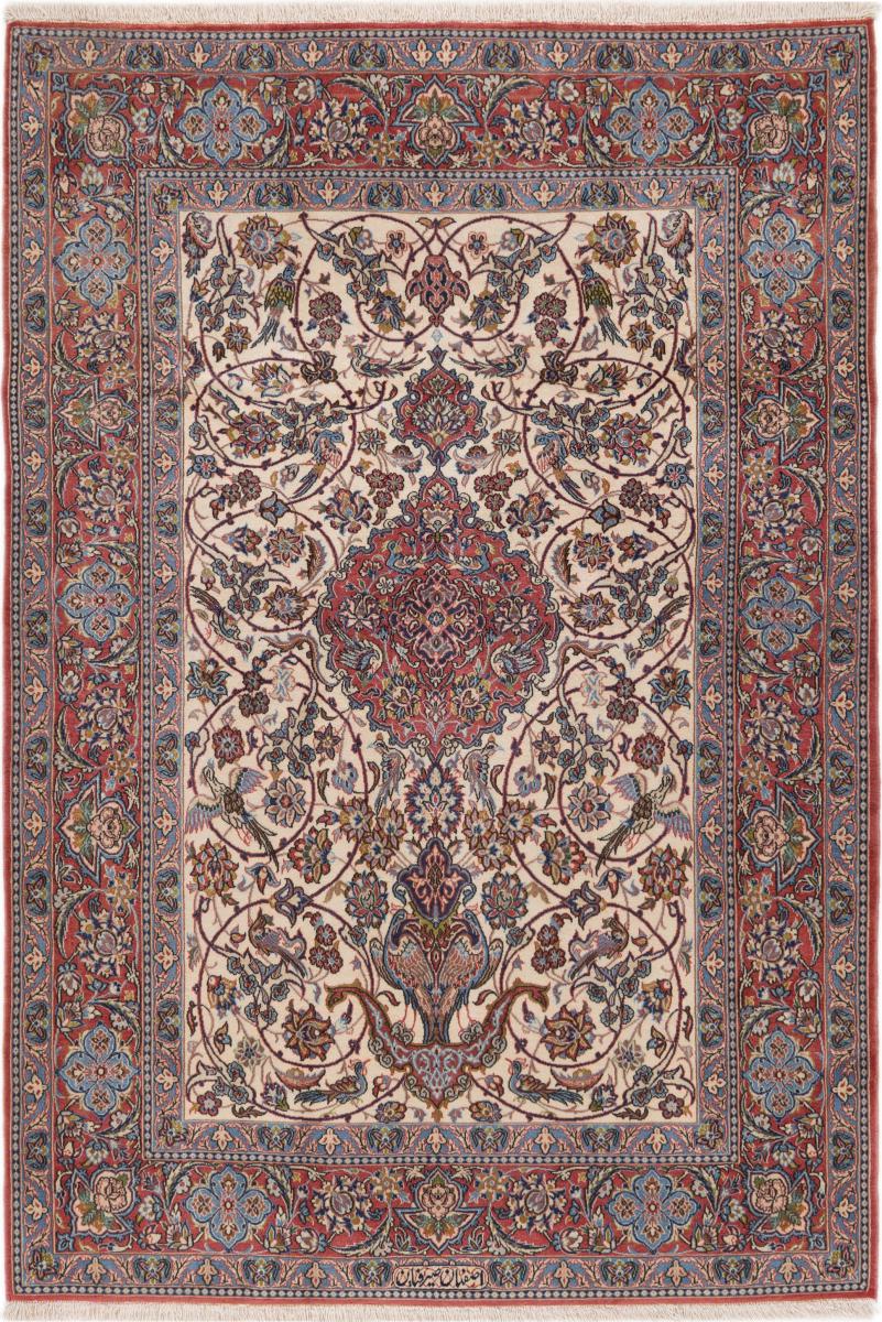 Persisk tæppe Isfahan Gamle Signed Silketrend 161x111 161x111, Persisk tæppe Knyttet i hånden