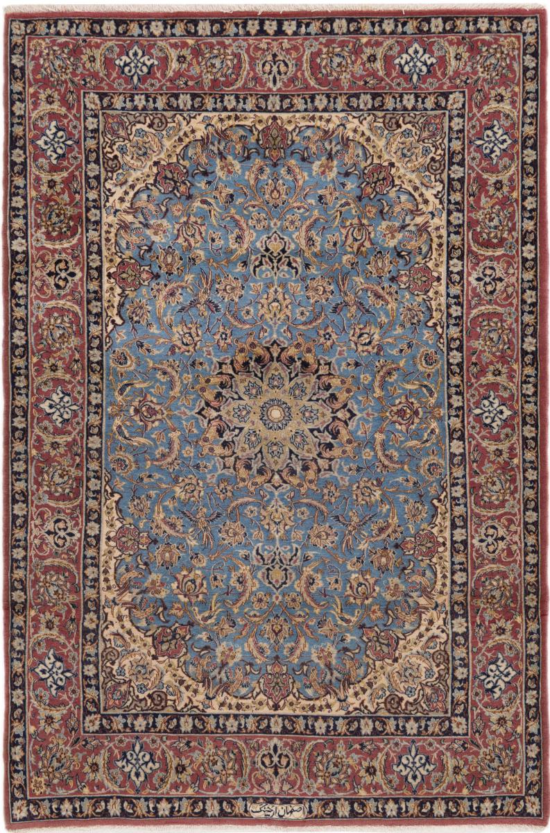 Persisk teppe Isfahan Gammel Signed Silkerenning 162x109 162x109, Persisk teppe Knyttet for hånd