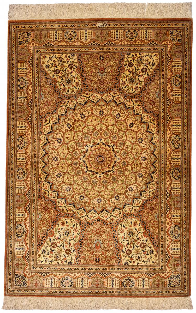 Perzisch tapijt Qum Zijde 151x98 151x98, Perzisch tapijt Handgeknoopt