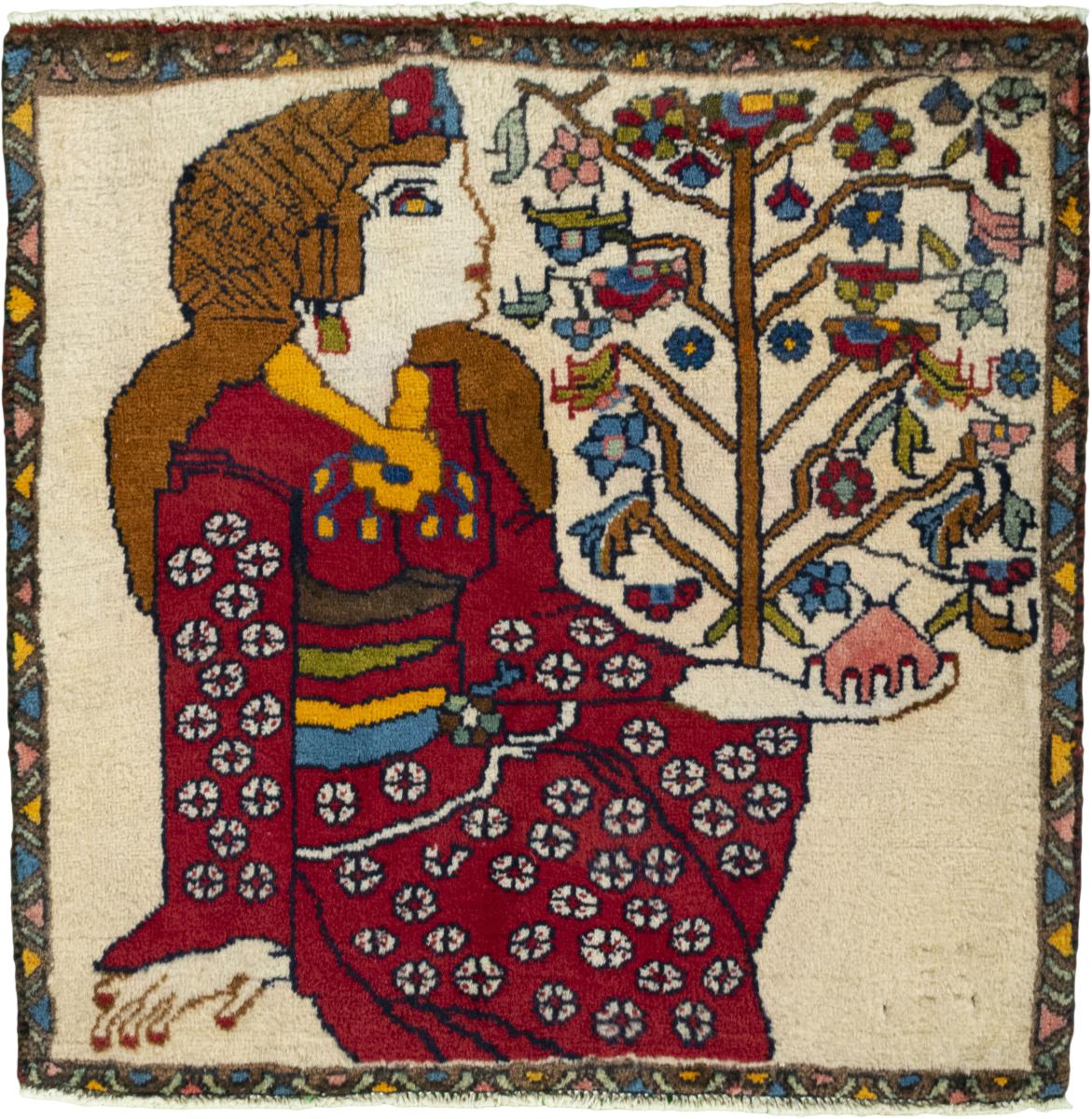 Tapis persan Shiraz 64x66 64x66, Tapis persan Noué à la main