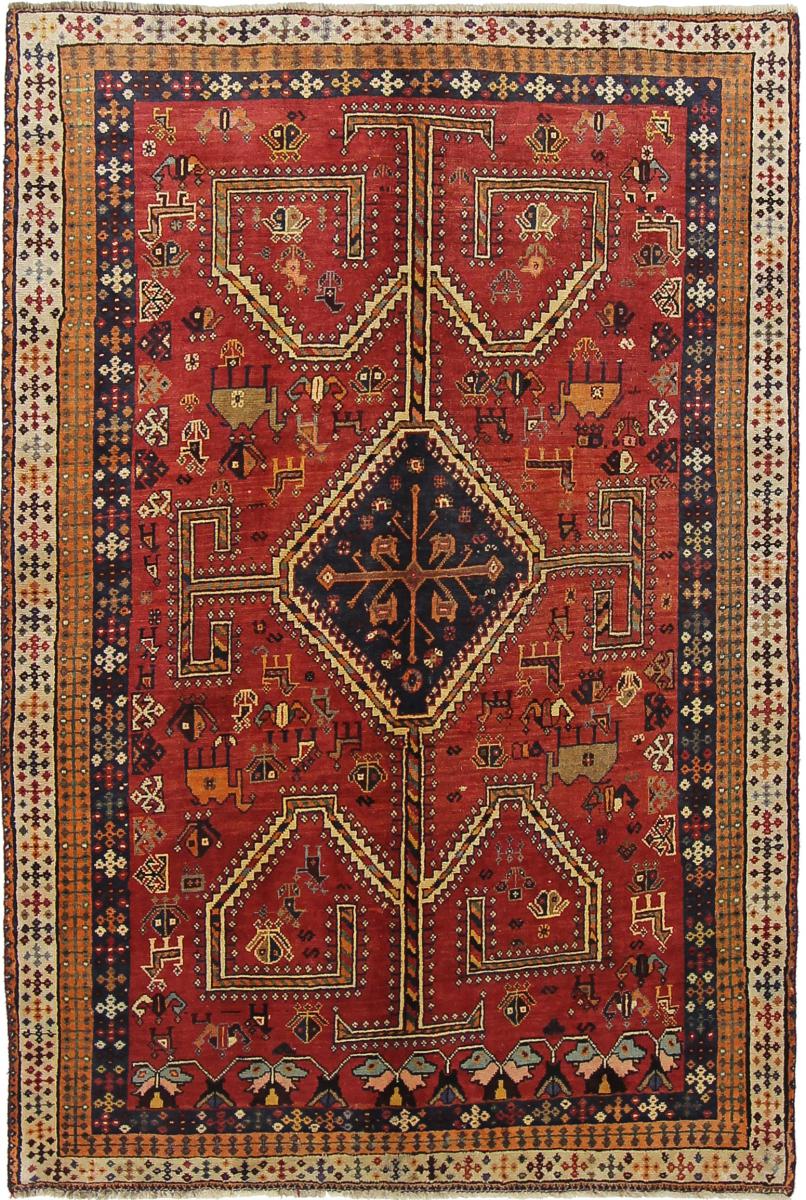 Persisk tæppe Ghashghai 202x133 202x133, Persisk tæppe Knyttet i hånden