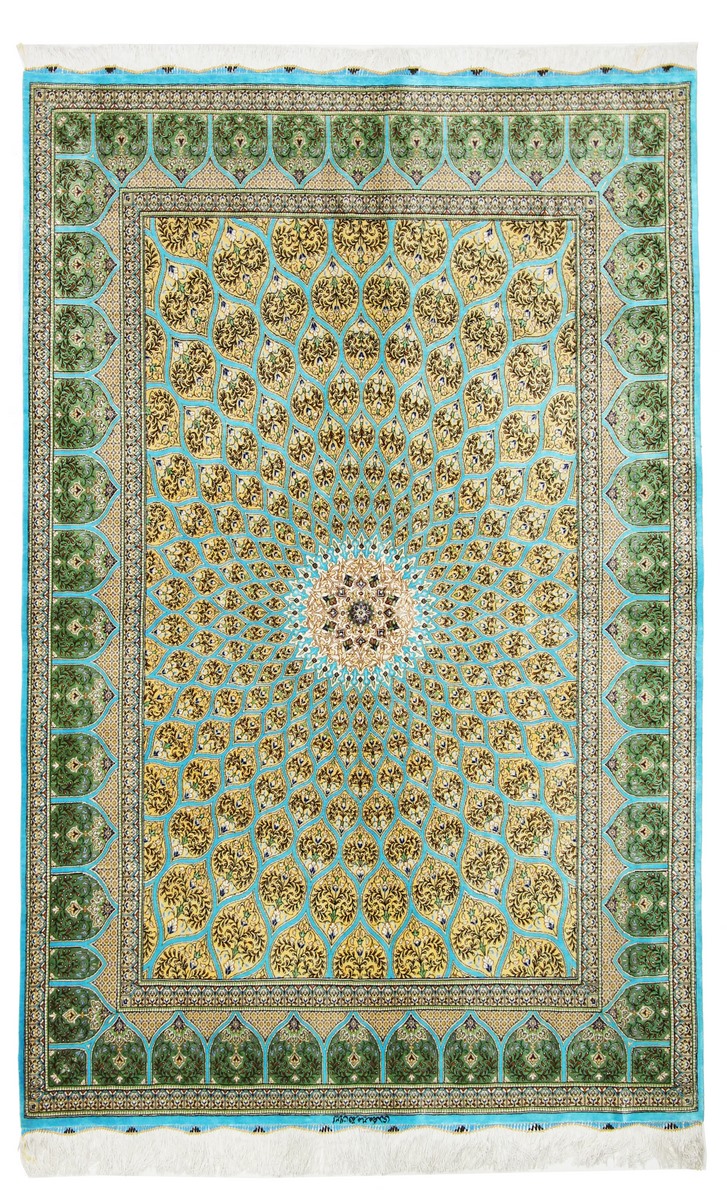Persian Rug Qum Silk 201x132 201x132, Persian Rug Knotted by hand