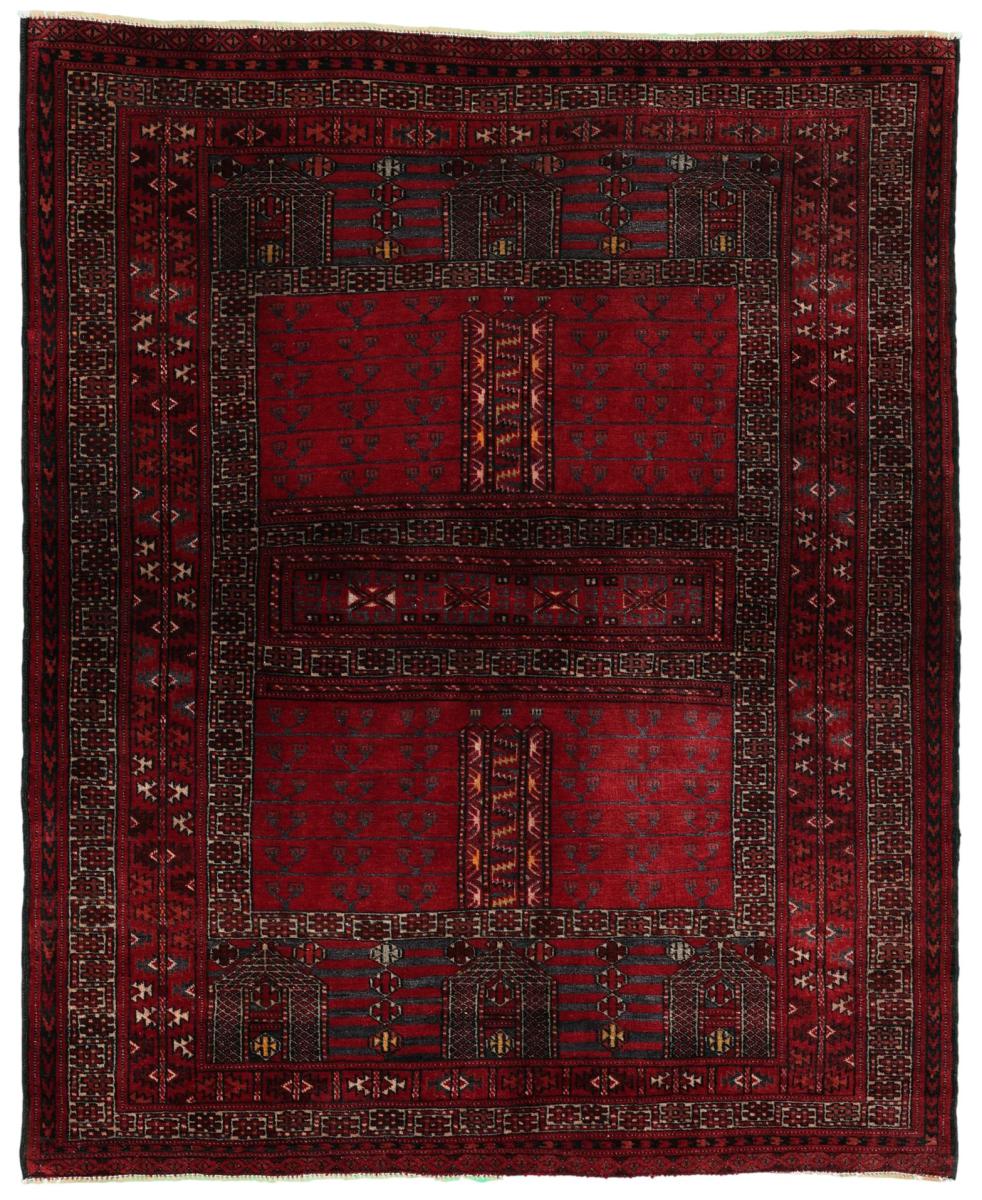 Tapis persan Turkaman 141x117 141x117, Tapis persan Noué à la main