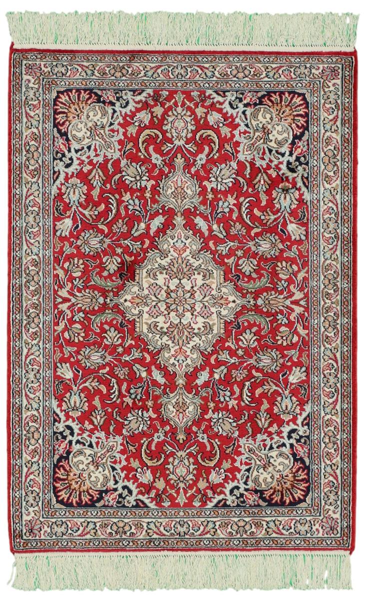 Indo rug Kashmir Silk 3'0"x2'1" 3'0"x2'1", Persian Rug Knotted by hand