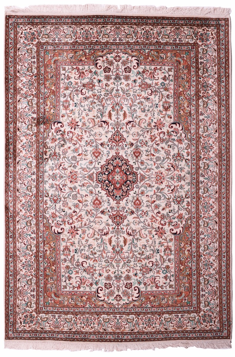 Tapete indiano Kashmir Pura Seda 187x130 187x130, Tapete persa Atado à mão