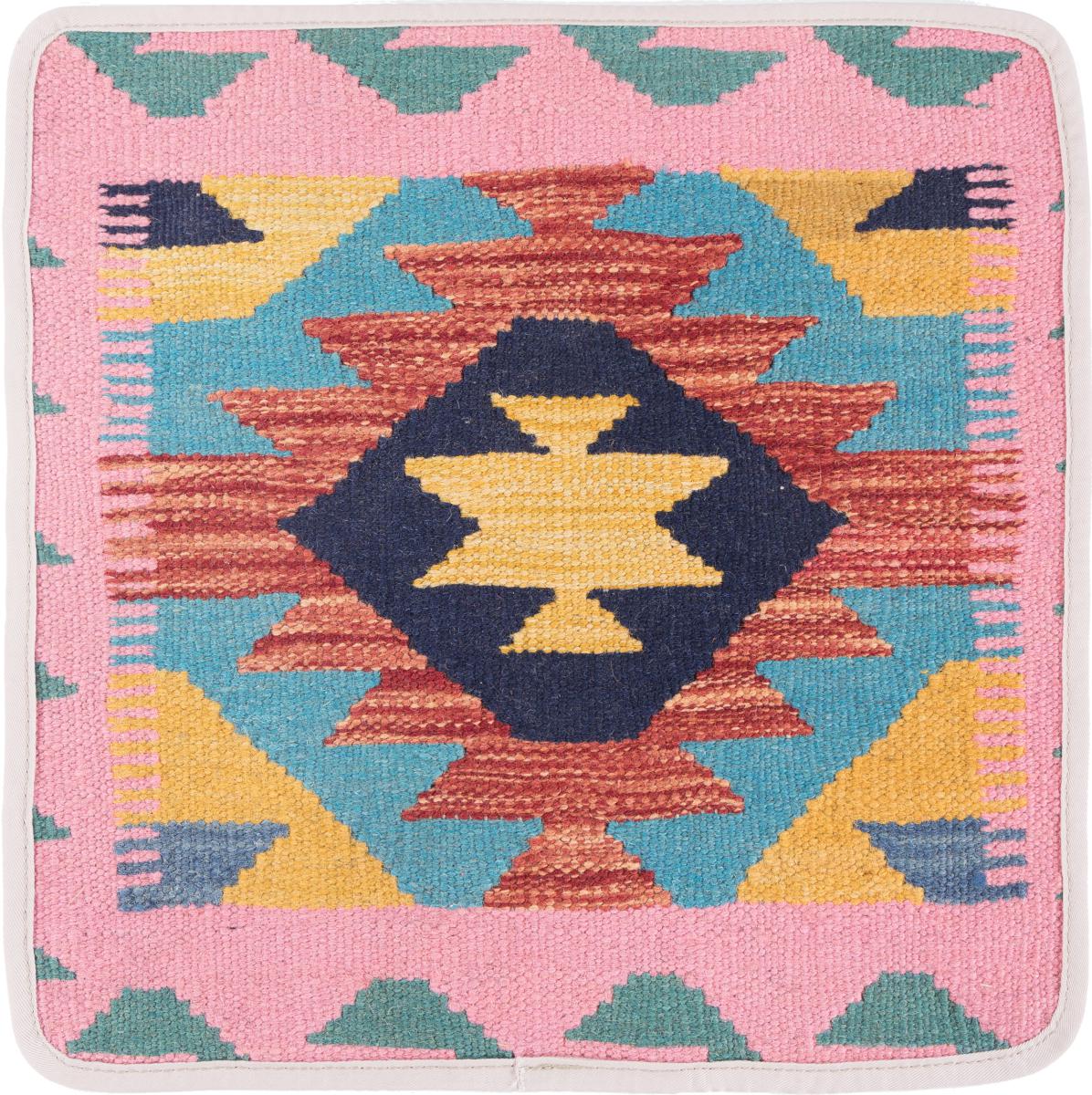 Afghan rug Kilim Afghan Cushion Cover 40x40 40x40, Persian Rug Knotted by hand
