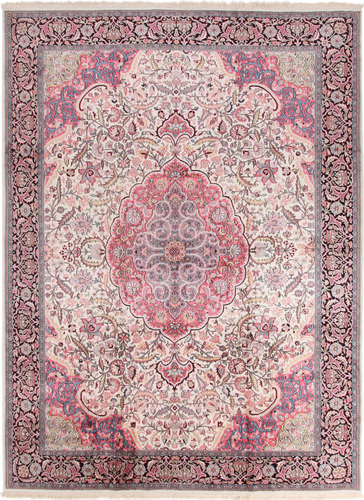 Tapis indien Cachemire Soie 376x276 376x276, Tapis persan Noué à la main