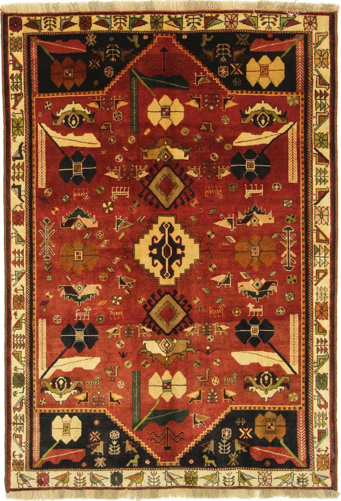 Tapete persa Ghashghai 209x144 209x144, Tapete persa Atado à mão