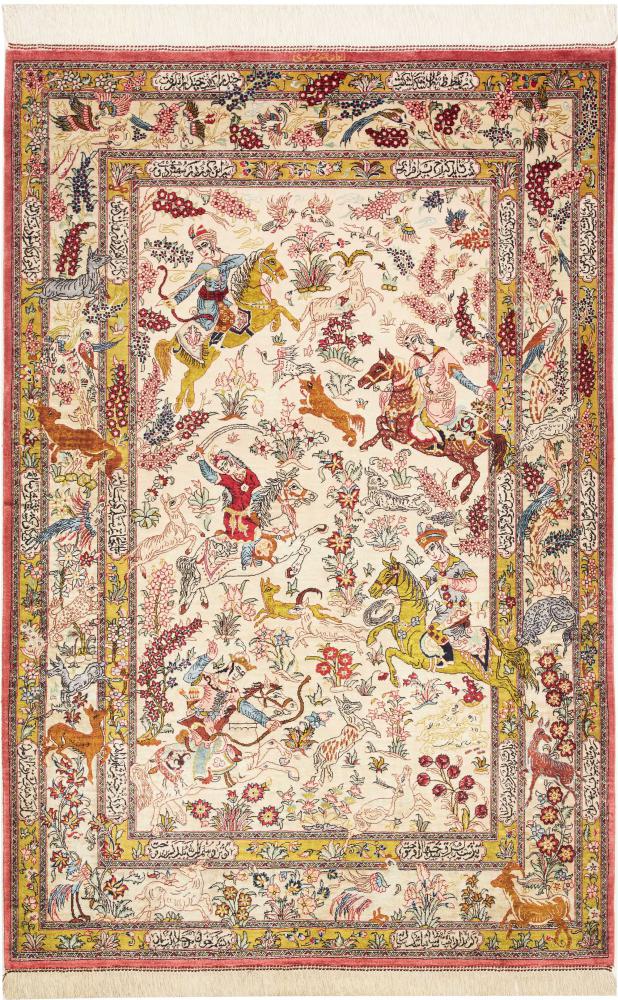 Persisk tæppe Ghom Silke 151x97 151x97, Persisk tæppe Knyttet i hånden