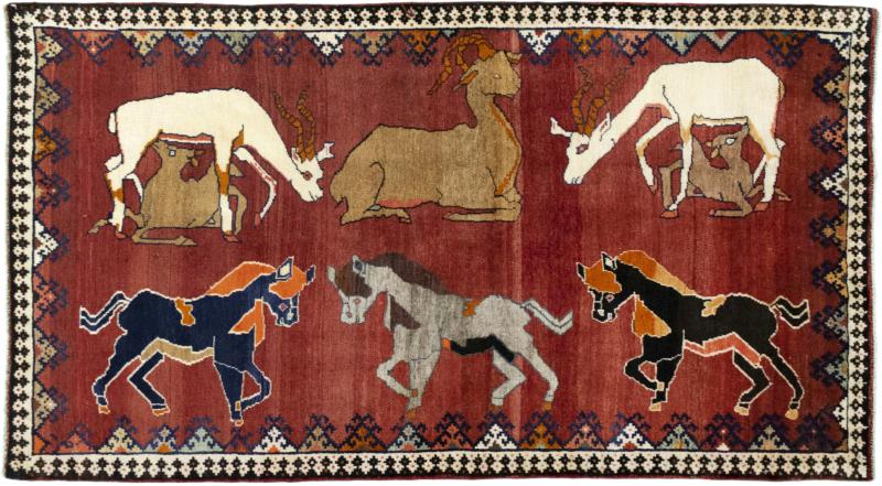 Tapis persan Persan Gabbeh Ghashghai 214x120 214x120, Tapis persan Noué à la main