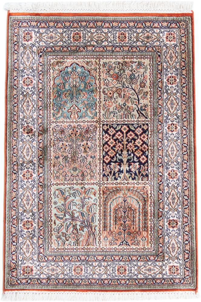 Indischer Teppich Kaschmir Seide 90x60 90x60, Perserteppich Handgeknüpft