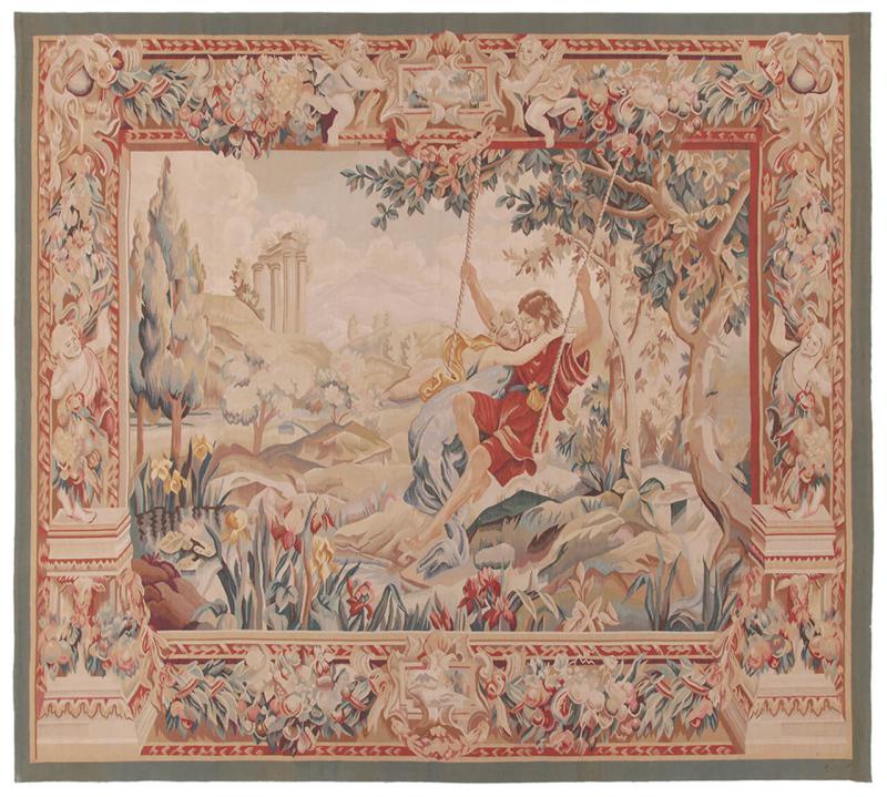 Alfombra china Kilim Aubusson 213x189 213x189, Alfombra persa Tejido a mano