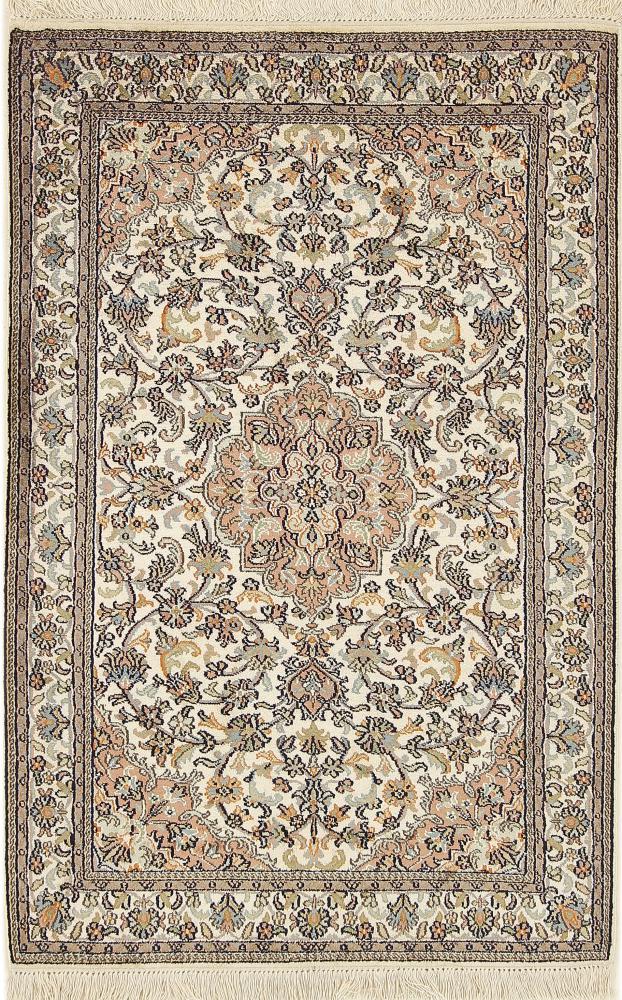 Indo rug Kashmir Silk 4'0"x2'7" 4'0"x2'7", Persian Rug Knotted by hand