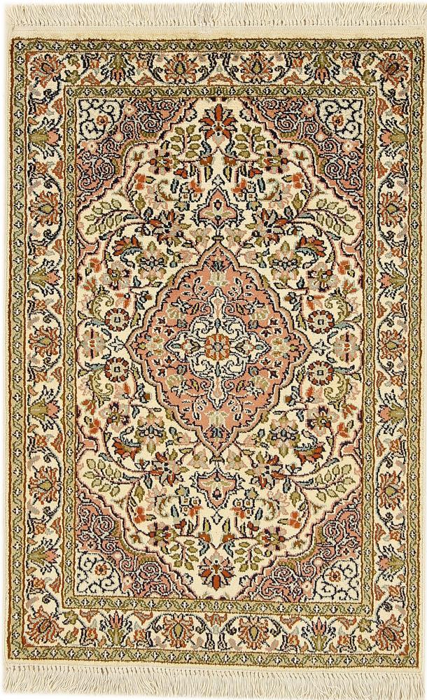 Indischer Teppich Kaschmir Seide 3'1"x2'1" 3'1"x2'1", Perserteppich Handgeknüpft