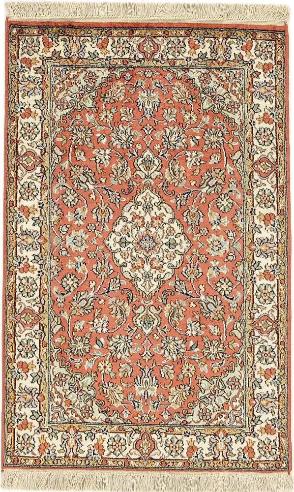 Indischer Teppich Kaschmir Seide 3'1"x2'0" 3'1"x2'0", Perserteppich Handgeknüpft