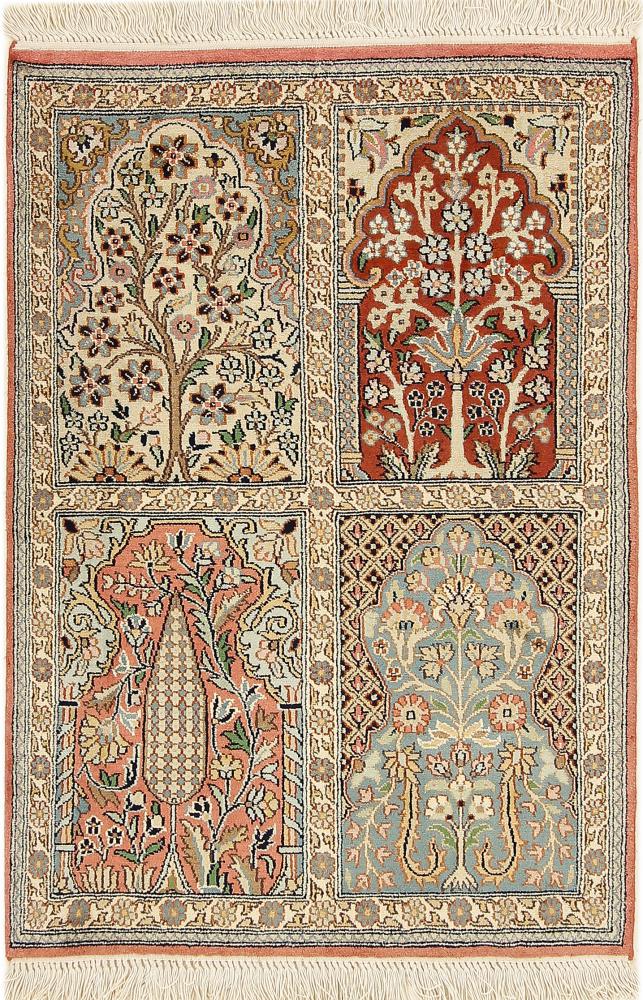Tappeto indiano Cachemire di Seta 90x63 90x63, Tappeto persiano Annodato a mano