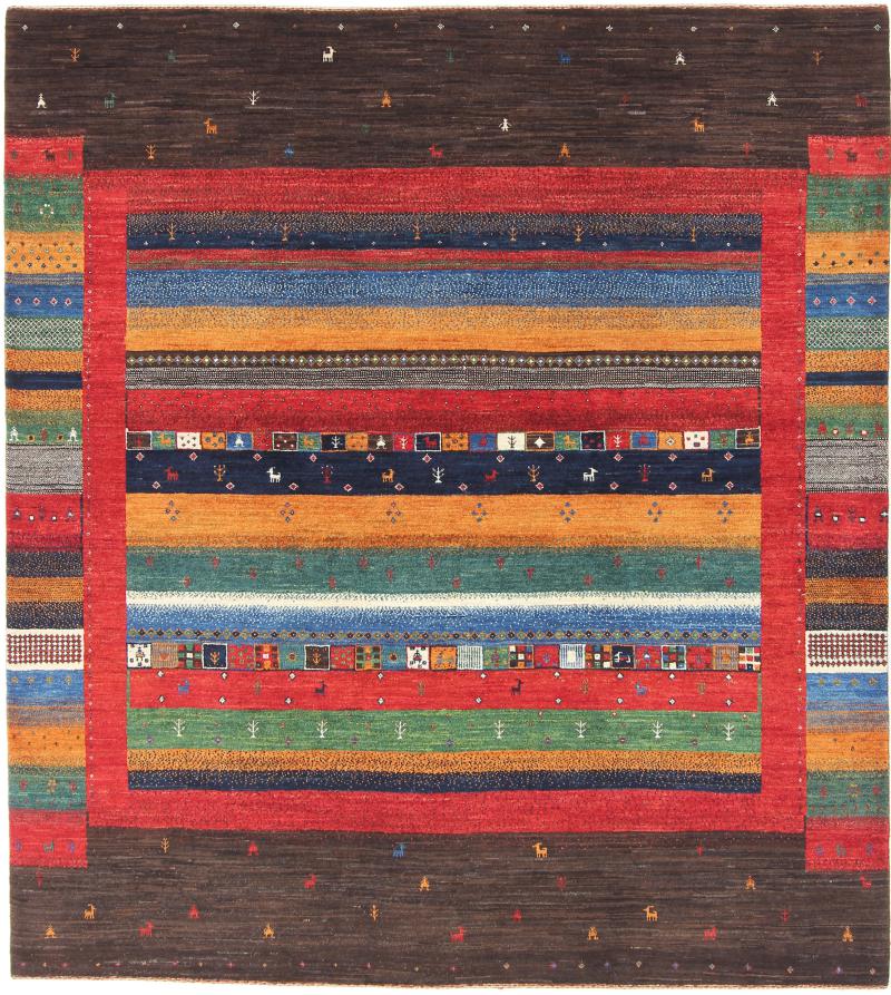 Tapis persan Persan Gabbeh Loribaft Nowbaft 227x209 227x209, Tapis persan Noué à la main