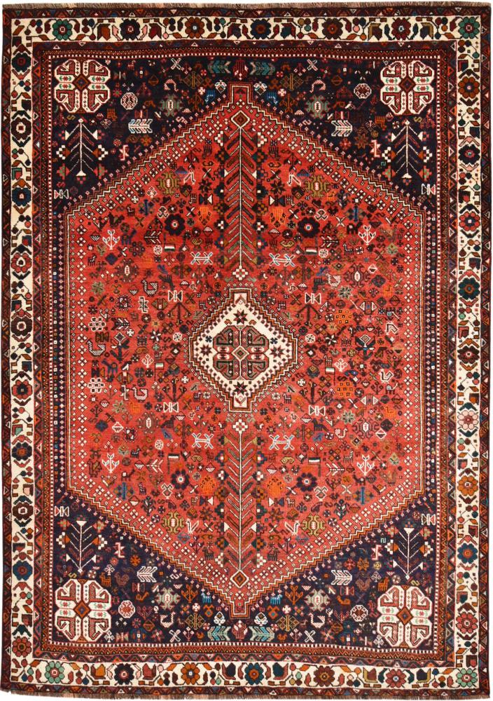 Persian Rug Shiraz 9'8"x6'11" 9'8"x6'11", Persian Rug Knotted by hand