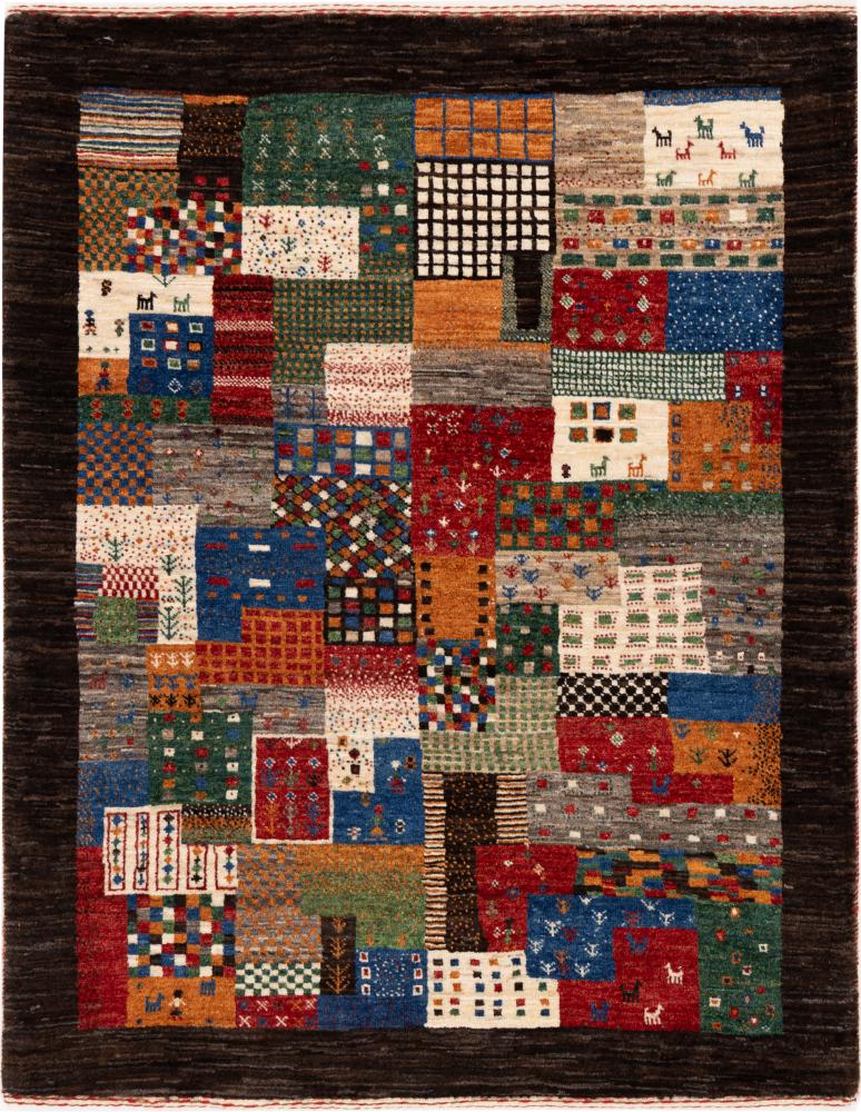 Alfombra persa Persia Gabbeh Loribaft Nowbaft 123x99 123x99, Alfombra persa Anudado a mano