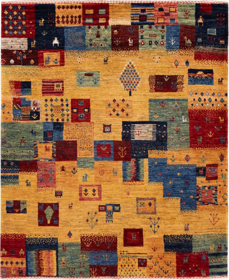 Persian Rug Persian Gabbeh Loribaft Nowbaft 4'0"x3'3" 4'0"x3'3", Persian Rug Knotted by hand