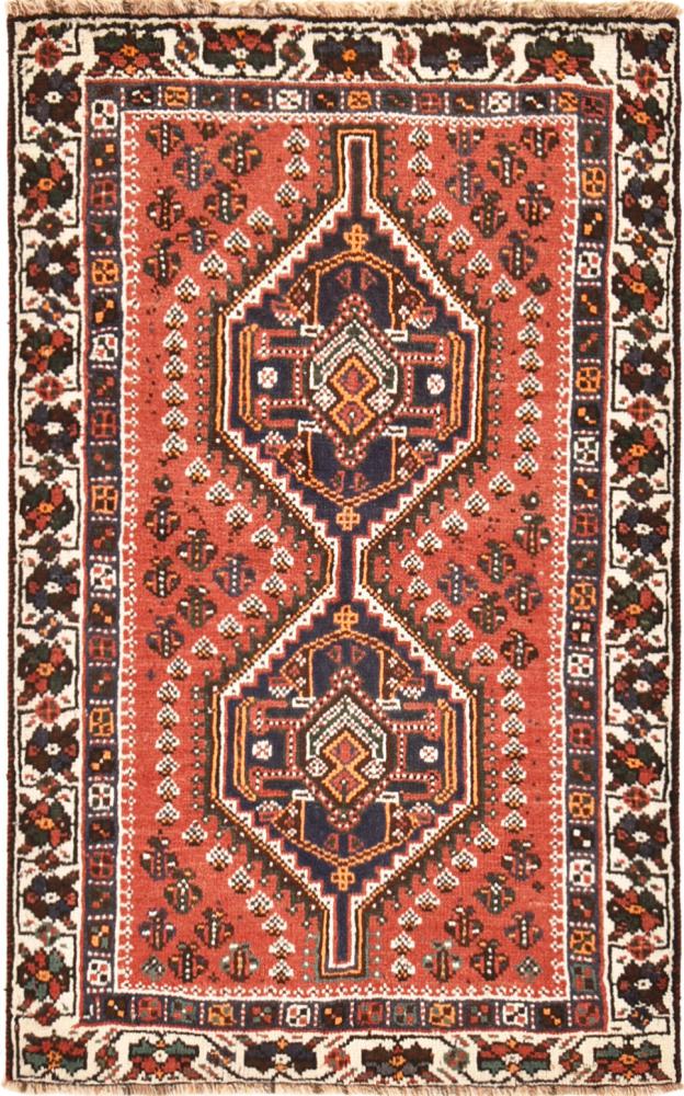 Persian Rug Shiraz 5'2"x3'3" 5'2"x3'3", Persian Rug Knotted by hand