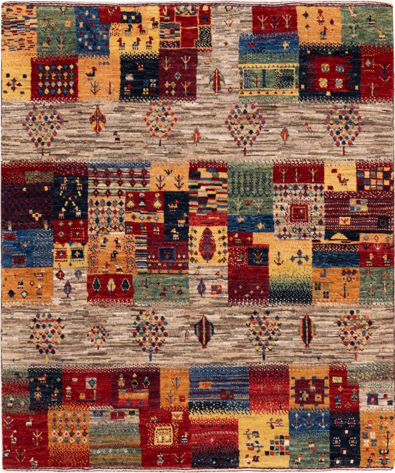 Persian Rug Persian Gabbeh Loribaft Nowbaft 3'11"x3'3" 3'11"x3'3", Persian Rug Knotted by hand