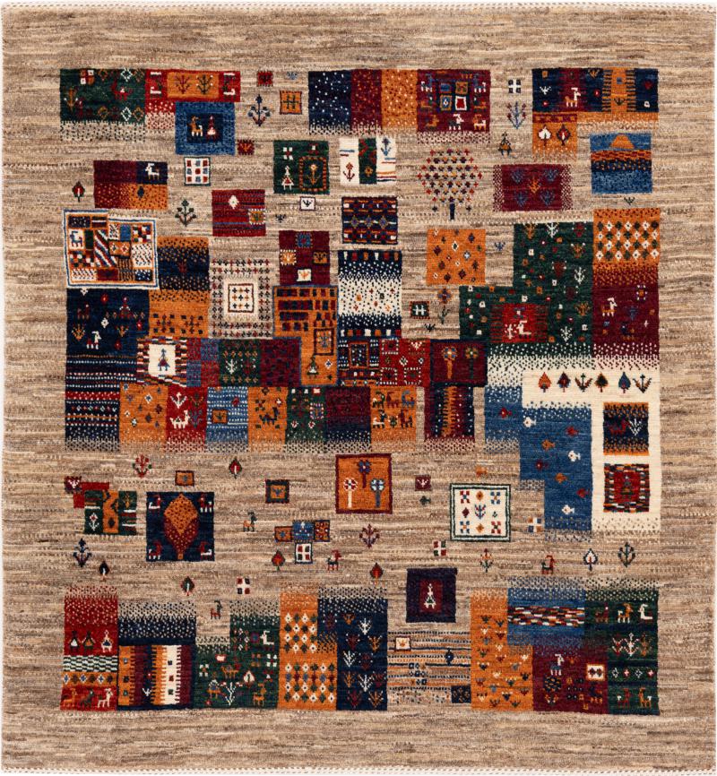 Perzisch tapijt Perzisch Gabbeh Loribaft Nowbaft 127x120 127x120, Perzisch tapijt Handgeknoopte