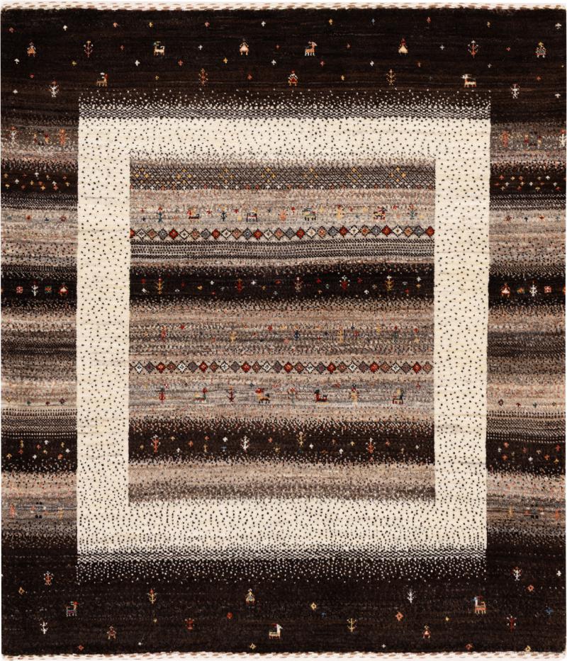 Tapis persan Persan Gabbeh Loribaft Nowbaft 121x118 121x118, Tapis persan Noué à la main