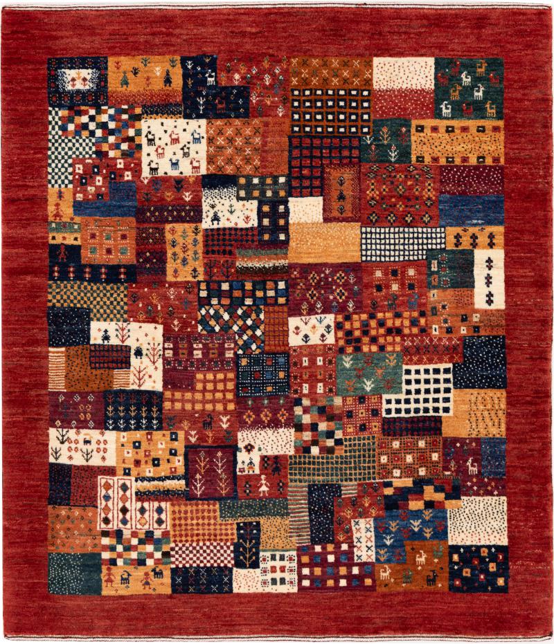 Alfombra persa Persia Gabbeh Loribaft Nowbaft 127x111 127x111, Alfombra persa Anudado a mano