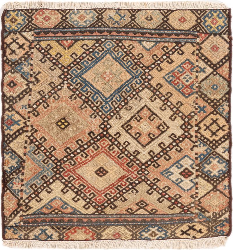 Persian Rug Kilim Fars Soumak 49x48 49x48, Persian Rug Knotted by hand