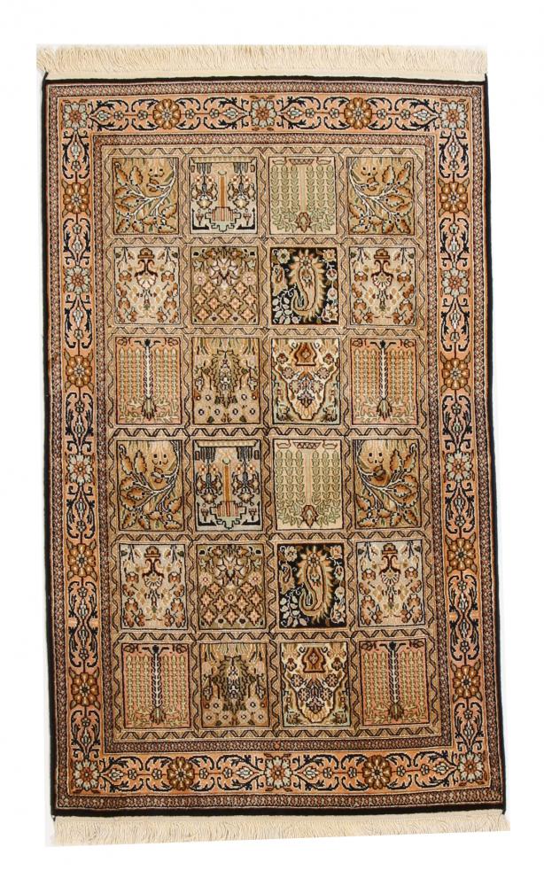 Indischer Teppich Kaschmir Reine Seide 129x78 129x78, Perserteppich Handgeknüpft