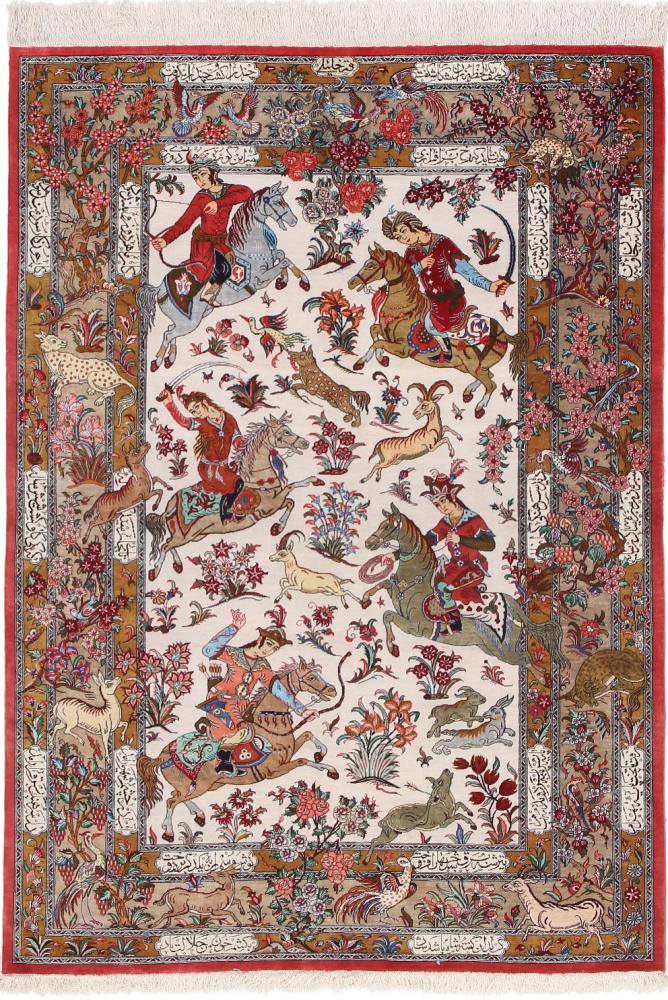Perzsa szőnyeg Ghom Selyem 4'9"x3'5" 4'9"x3'5", Perzsa szőnyeg Kézzel csomózva