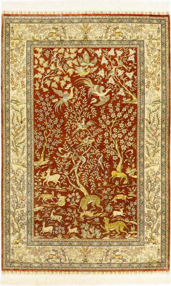 Tapete chinês Hereke Seda 121x79 121x79, Tapete persa Atado à mão