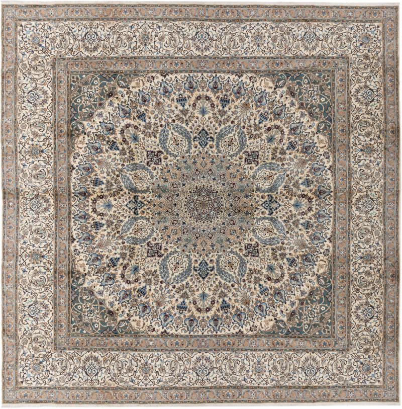 Tapis persan Naïn 9La 388x394 388x394, Tapis persan Noué à la main