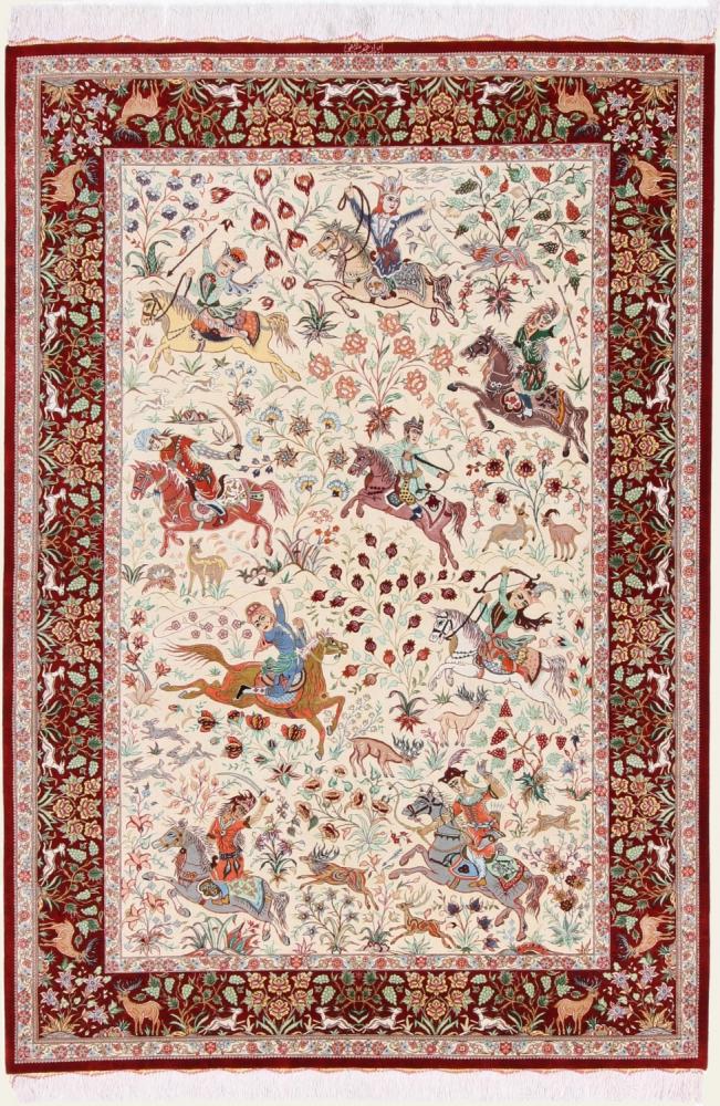 Persisk tæppe Ghom Silke 193x132 193x132, Persisk tæppe Knyttet i hånden