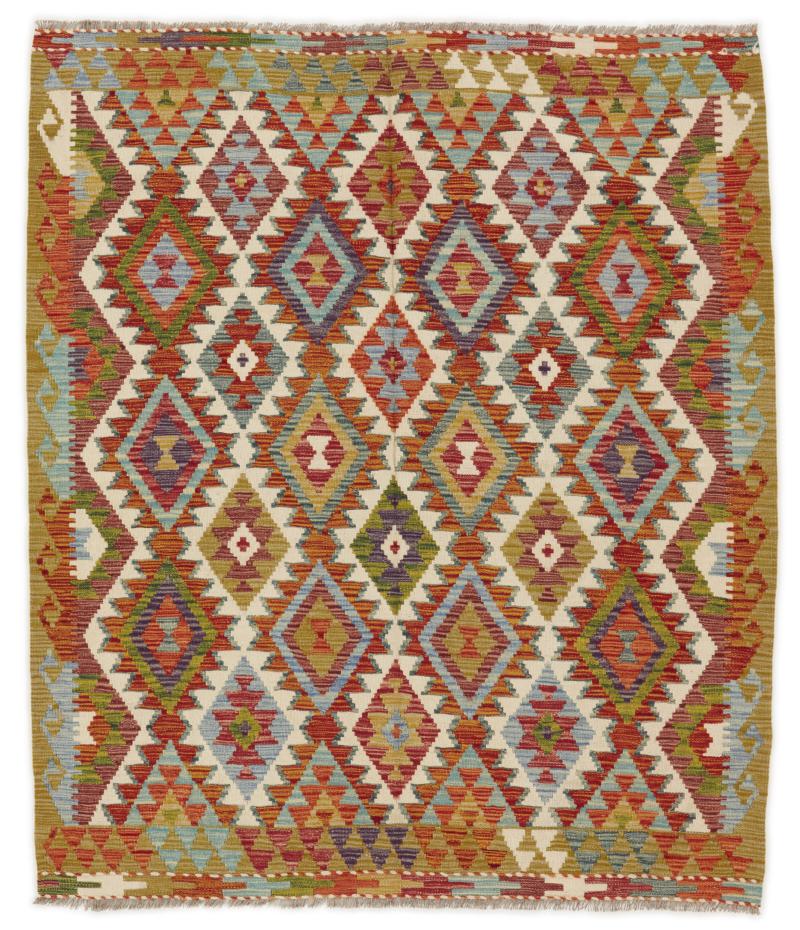 Pakistaans tapijt Kilim Afghan 185x157 185x157, Perzisch tapijt Handgeweven