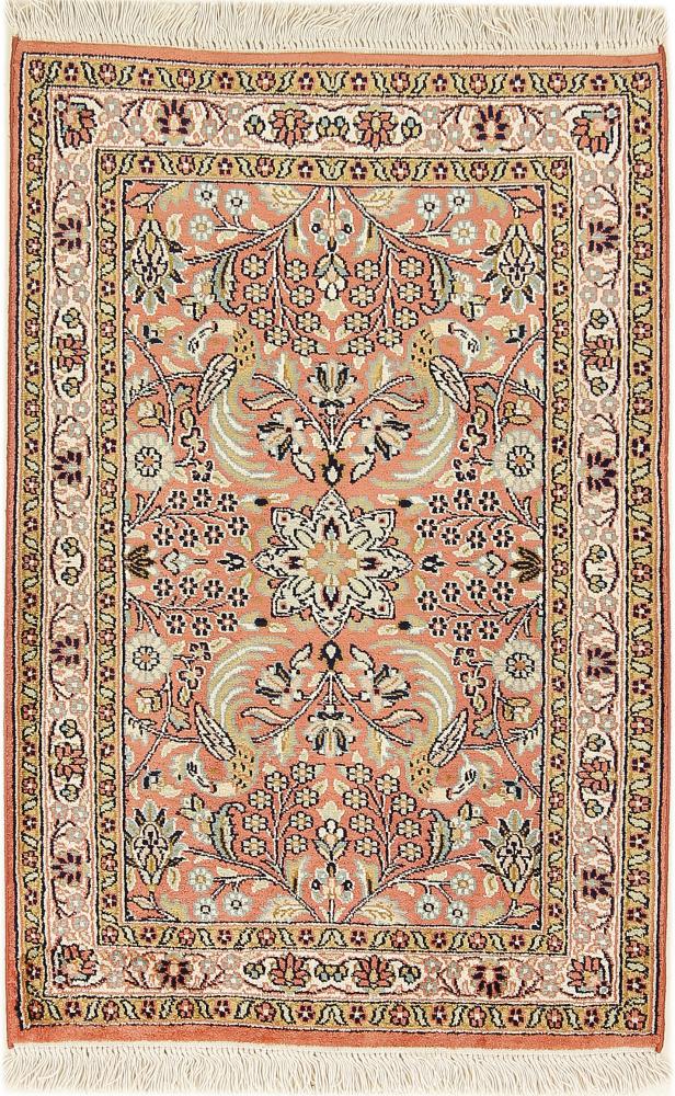 Indischer Teppich Kaschmir Seide 93x62 93x62, Perserteppich Handgeknüpft