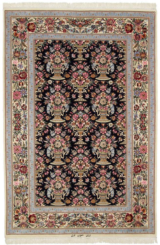 Tapete persa Isfahan Fio de Seda 223x150 223x150, Tapete persa Atado à mão