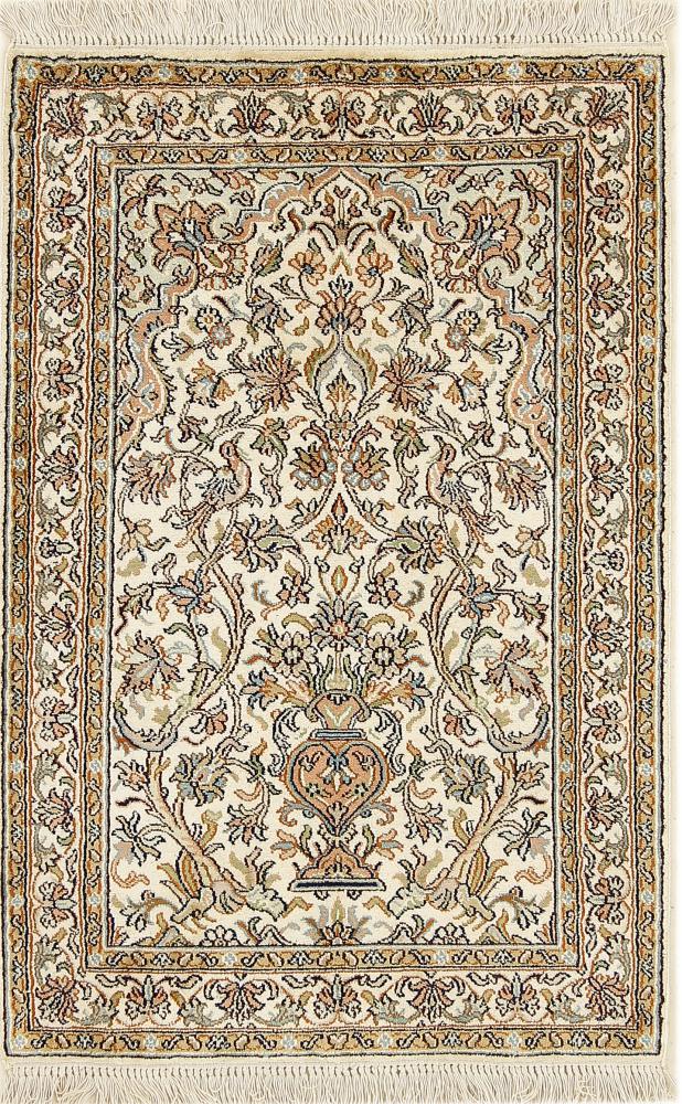 Indo rug Kashmir Silk 3'1"x2'1" 3'1"x2'1", Persian Rug Knotted by hand