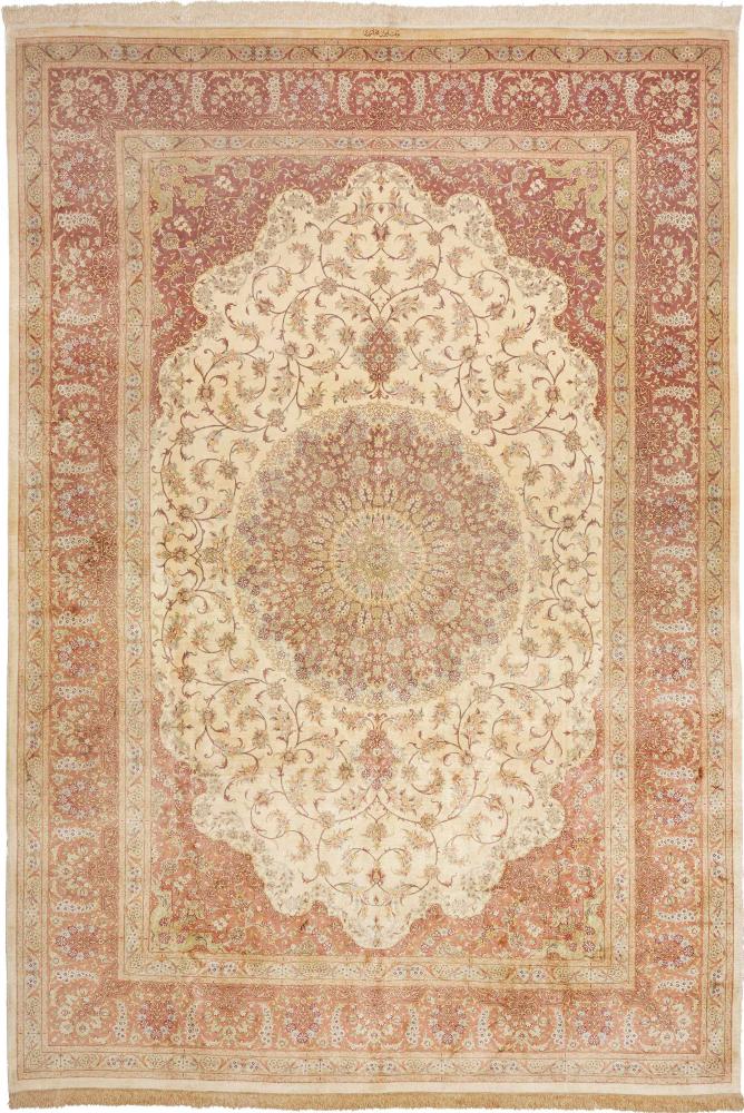 Tapis persan Ghom Soie 364x251 364x251, Tapis persan Noué à la main