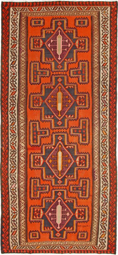 Tapete persa Kilim Fars Azerbaijan Antigo 394x180 394x180, Tapete persa Tecido à mão