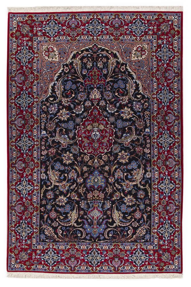 Perzsa szőnyeg Iszfahán Selyemfonal 7'6"x4'11" 7'6"x4'11", Perzsa szőnyeg Kézzel csomózva