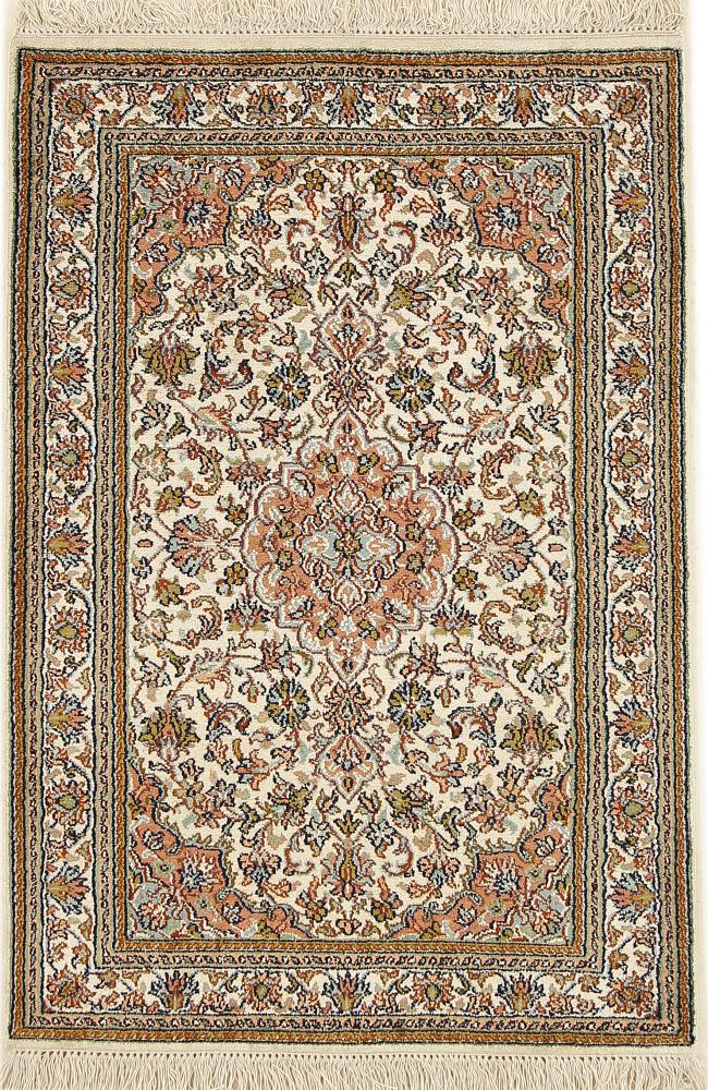 Indo rug Kashmir Silk 3'1"x2'1" 3'1"x2'1", Persian Rug Knotted by hand