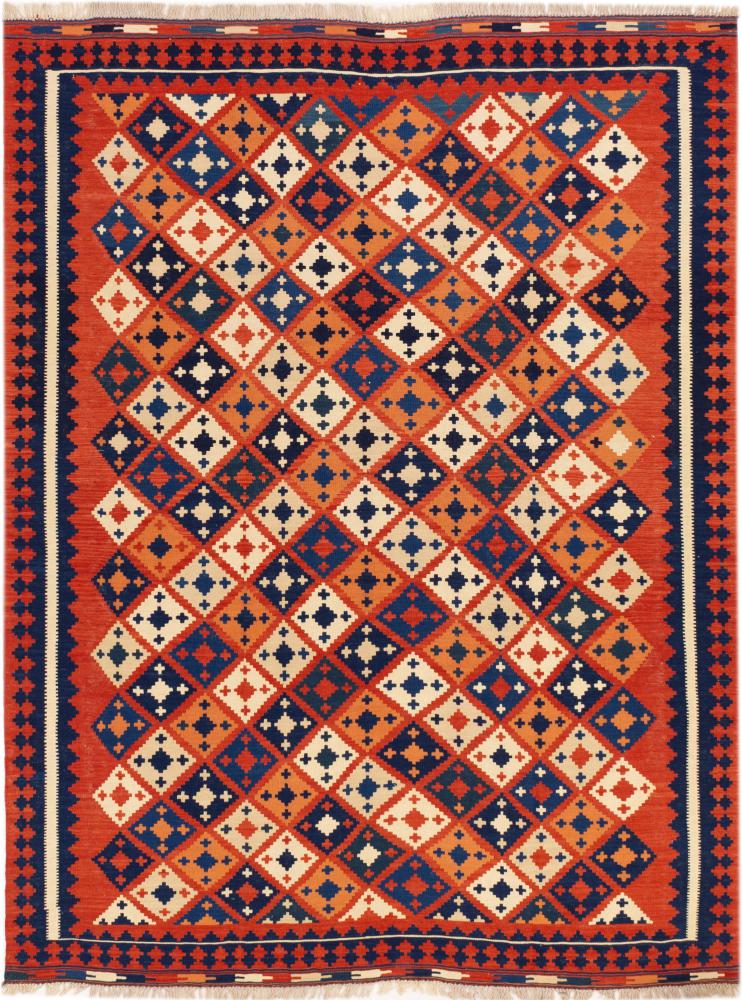 Persian Rug Kilim Fars Ghashghai 9'9"x7'7" 9'9"x7'7", Persian Rug Woven by hand