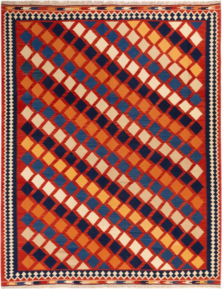 Persian Rug Kilim Fars Ghashghai 9'9"x7'9" 9'9"x7'9", Persian Rug Woven by hand