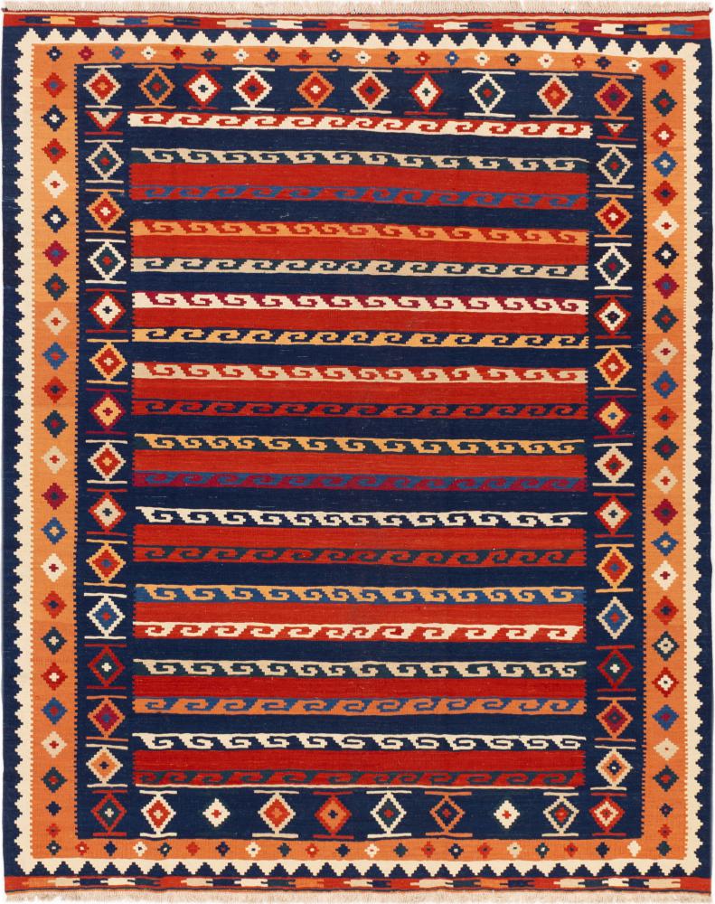 Persian Rug Kilim Fars Ghashghai 9'7"x7'8" 9'7"x7'8", Persian Rug Woven by hand